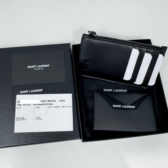 Yves Saint Laurent Leather Card Holder Wallet - Picture 1 of 8
